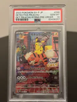 DETECTIVE PIKACHU POKEMON 2023 JPN SV-P PROMO #098 PSA 10 - Image 1
