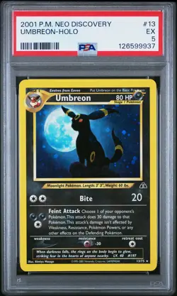 2001 POKEMON NEO DISCOVERY #13 UMBREON-HOLO PSA 5 - Image 1