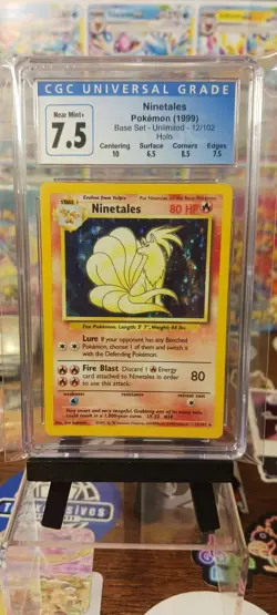 NINETALES (1999) Pokemon Base Set Unlimited Holo Rare 12/102 CGC 7.5 Graded - Image 1