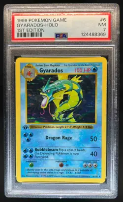 1999 Pokemon Set 1st Edition Gyarados Holo #6/102 PSA 7 - Image 1