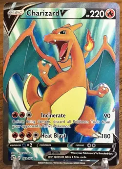 Pokemon Charizard v Full Art Ultra Rare Holo Card 153/172 Brilliant Stars - Image 1