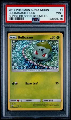 RARE Graded PSA 9 Bulbasaur 1/73 General Mills Sequin Holo Pokemon Card POP 46 - Image 1