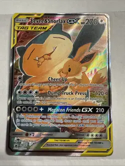 Eevee & Snorlax GX SM169 Tag Team Black Star Promo Card Pokemon (HP) - Image 1