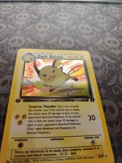 Dark Raichu Rare Holo Pokemon card 1st edition Team Rocket set 83/82 - Image 5