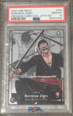 PSA 10 Roronoa Zoro OP01-001 Premium Card Collection 25th Anniversary One Piece - Image 1