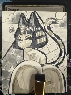 MTG Altered Art Anime Animal Crossing Ankha Hand drawn - Image 1