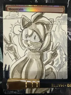 MTG Altered Art Anime Sonic Amy Rose Hand drawn - Image 1