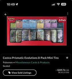 Pokemon TCG Prismatic Evolutions 8-Pack Mini Tins Promo Costco Bundle EEVEE - Image 2
