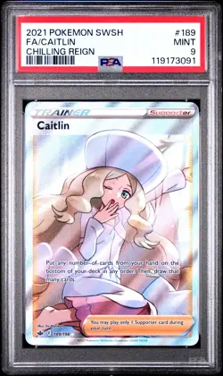 2021 POKEMON SWORD & SHIELD CHILLING REIGN #189 FULL ART/CAITLIN PSA 9 - Image 1