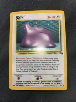 Pokemon TCG Ditto 3/62 Fossil Unlimited Holo Rare, LP/MP Condition - Image 1