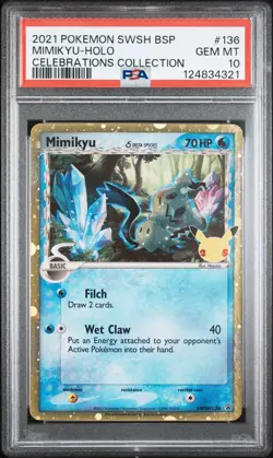2021 POKEMON SWSH BLACK STAR PROMO CELEBRATIONS COLL #136 MIMIKYU-HOLO PSA 10 - Image 1