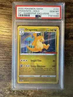 PSA 10 Pokemon Dragonite Holo GameStop Exclusive Stamp 131/195 TCG 2022 SWSH GEM - Image 1