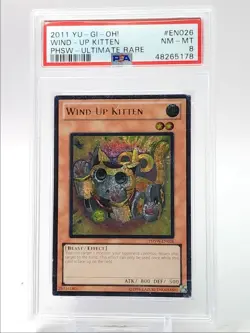 WIND-UP KITTEN 2011 YU-GI-OH! PHOTON SHOCKWAVE ULTIMATE RARE HOLO PSA 8 Q4763 - Image 1