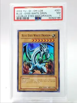 BLUE-EYES WHITE DRAGON 2002 YU-GI-OH LEGEND OF BLUE EYES HOLO PSA 7 Q4763 - Image 1