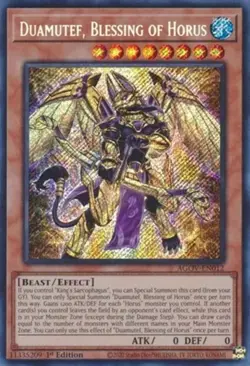 Yugioh! LP Duamutef, Blessing of Horus - AGOV-EN012 - Secret Rare - 1st Edition - Image 1