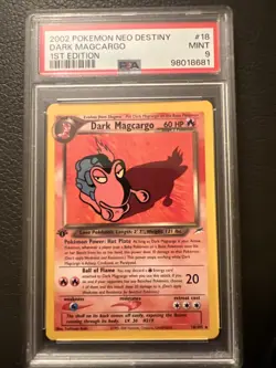 2002 Dark Magcargo Neo Destiny 18/105 Pokemon Card PSA 9 Mint 1st Adition - Image 1