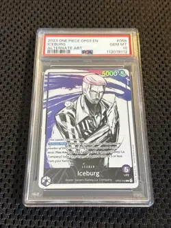 One Piece Card Game TCG Iceburg OP03-058 Alt Art Leader PSA 10 - Image 1