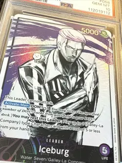 One Piece Card Game TCG Iceburg OP03-058 Alt Art Leader PSA 10 - Image 4