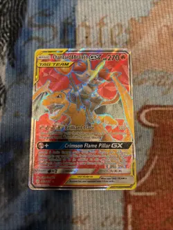 Charizard & Braixen Tag Team GX Full Art 212/236 SM Cosmic Eclipse Pokemon Card - Image 1