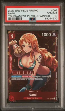 PSA 10 Gem Mint Nami Winner ST01-007 Promo One Piece Card 2023 - Image 1