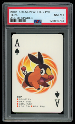 PSA 8 NM-MT Pokemon Japanese Tepig White Kyurem Poker Playing Card - Image 1