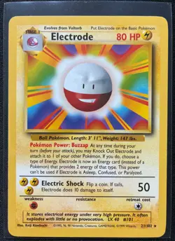 Pokemon 1999 Base Set Electrode 21/102 Unlimited English LP - Image 1