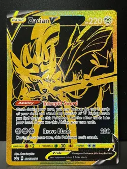 Zacian V SWSH076 SWSH Black Star Promo Holo Gold Pokemon Card AA6 NM1 - Image 2