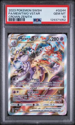 2023 POKEMON SWORD & SHIELD CROWN ZENITH #GG44 FULL ART/MEWTWO VSTAR PSA 10 - Image 1