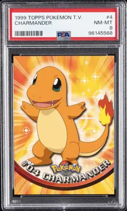 1999 TOPPS POKEMON TV #4 CHARMANDER PSA 8 - Image 1