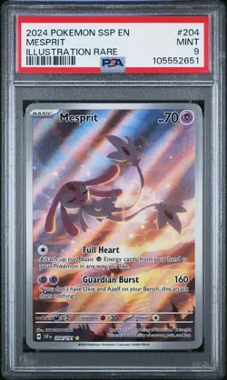Pokemon Mesprit Surging Sparks Illustration Rare #204 PSA 9 Mint - Image 1