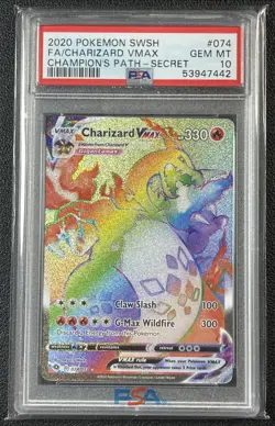 CHARIZARD VMAX PSA 10 2020 POKEMON SWORD & SHIELD CHAMPION'S PATH 074/073 SECRET - Image 1
