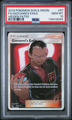 PSA 10 Giovanni's Exile Full Art 67/68 2019 Hidden Fates Holo Pokemon TCG - Image 1