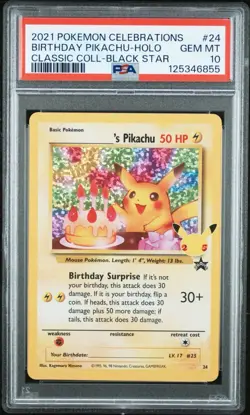 Pokemon Celebrations Birthday Pikachu 24 Classic Holo PSA 10 GEM MINT - Image 1