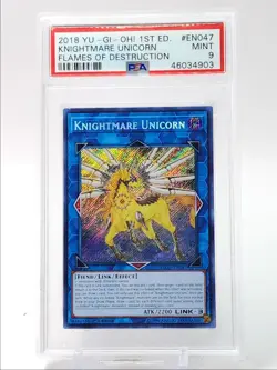 KNIGHTMARE UNICORN 2018 YU-GI-OH FLAMES DESTRUCTION 1ST EDITION PSA 9 Q4763 - Image 1
