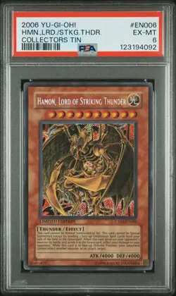 2006 YU-GI-OH! COLLECTORS TIN #EN006 HAMON, LORD OF STRIKING THUNDER PSA 6 - Image 1
