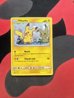 Pokemon TCG Pikachu SM162 Holo-Black Star Promo Card Lightly Played/Near Mint - Image 1