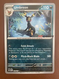 Umbreon EB Games (Aus Excl) + Espeon Obsidian Flames Stamp Pokemon Cards - Image 2