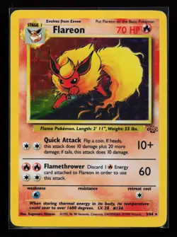 Flareon 3/64 Holo Rare Jungle Pokemon Card - Image 1