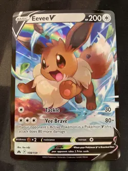 Eevee V 108/159 Crown Zenith Ultra Rare Holo Pokemon Card Full Art Normal Type - Image 1