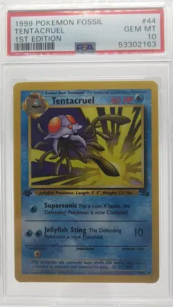 1999 POKEMON FOSSIL 1ST EDITION #44/62 TENTACRUEL PSA 10 - Image 1