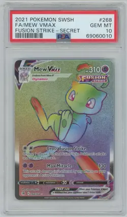 Pokemon Mew VMAX Fusion Strike Secret Rare Full Art #268 PSA 10 Gem Mint - Image 1