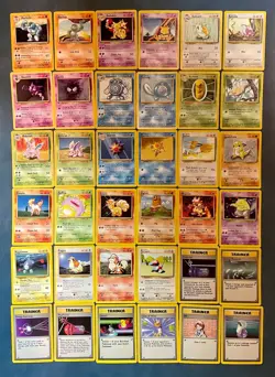 Pokemon TCG WOTC Base Set 36 Uncommon & Common Cards (28 Pokemon and 8 Trainers) - Image 1