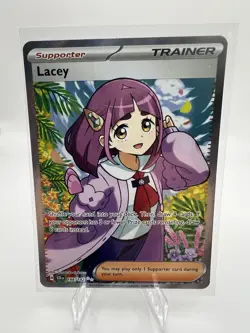 Pokemon TCG Stellar Crown Lacey Full Art Ultra Rare Holo Trainer Card 166/142 - Image 1