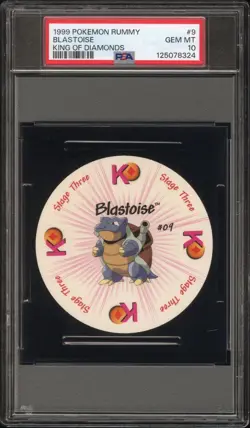 Blastoise Pokemon Card Rummy Playing Card Poker K Diamonds 1999 Nintendo PSA 10 - Image 1
