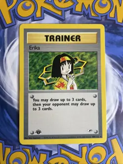 1st Edition Erika 100/132 Gym Heroes Set Trainer Pokemon Card 2000 WOTC - LP - Image 1
