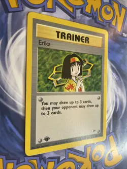 1st Edition Erika 100/132 Gym Heroes Set Trainer Pokemon Card 2000 WOTC - LP - Image 2