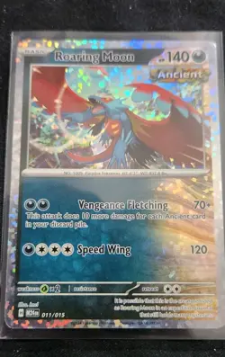 Roaring Moon ERROR CONFETTI HOLO BLEED 011/015 Pokemon TCG Card Near Mint NM - Image 1