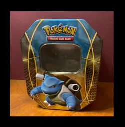 2014 POKEMON TRADING CARD TIN BLASTOISE ON FRONT - TIN EMPTY - Image 1