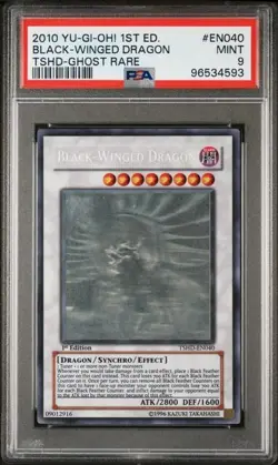 2010 Yu-Gi-Oh! Black-Winged Dragon TSHD-EN040 Ghost Rare 1st Edition PSA 9 - Image 1