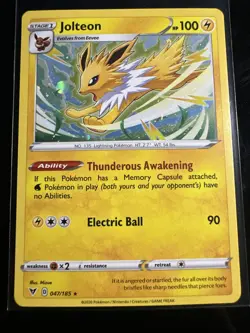 Jolteon 047/185 Cosmos Holo Rare Blister Vivid Voltage Promo Pokemon Card LP/NM - Image 1